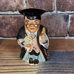 Vtg Occupied Japan Professor Scholar John Toby Pitcher Jug 1940s Ceramic-READ